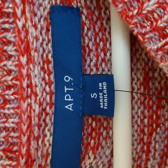 NWT Apt 9 Red White Marbled Metallic Knit Sweater - Size S - Picture 6 of 8